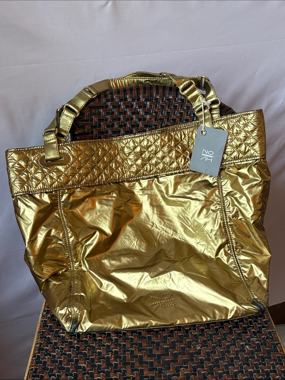 NOSH Metallic Gold Quilted Tote Bag